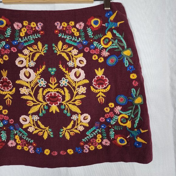 Umgee Embroidered Skirt Maroon Size L - Picture 5 of 6